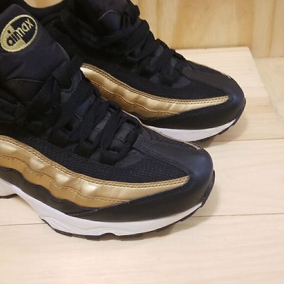Nike Air Max 95 GS OG Black Metallic Gold Mens 7, Wmn's 8.5 - Picture 6 of 10